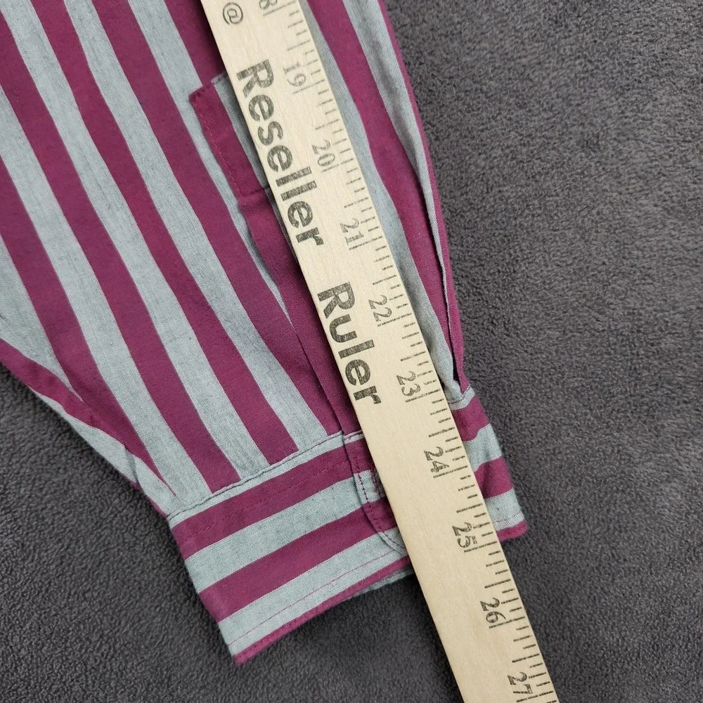 Vintage‎ Levis Silver Label Shirt Mens XL Burgundy Gray Striped Button Up Big E